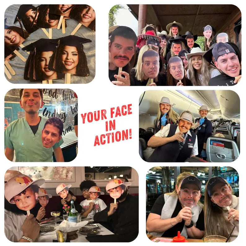 Face on A Stick Big Head Cutouts Big Head Graduation Face Bachelorette Party Sports Game Birthday Decorations Fat Head