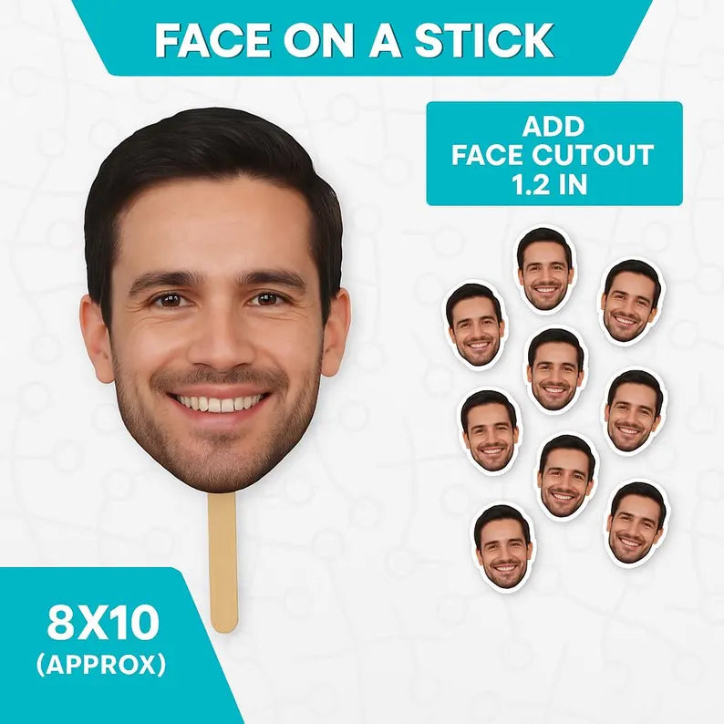 Face on A Stick Big Head Cutouts Big Head Graduation Face Bachelorette Party Sports Game Birthday Decorations Fat Head