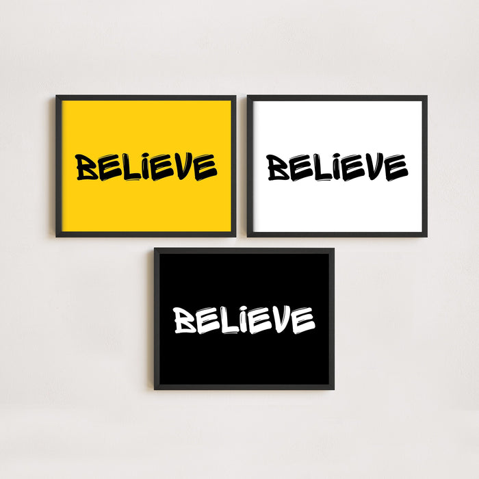 Believe framed sign, Motivational wall art, Coffee sign