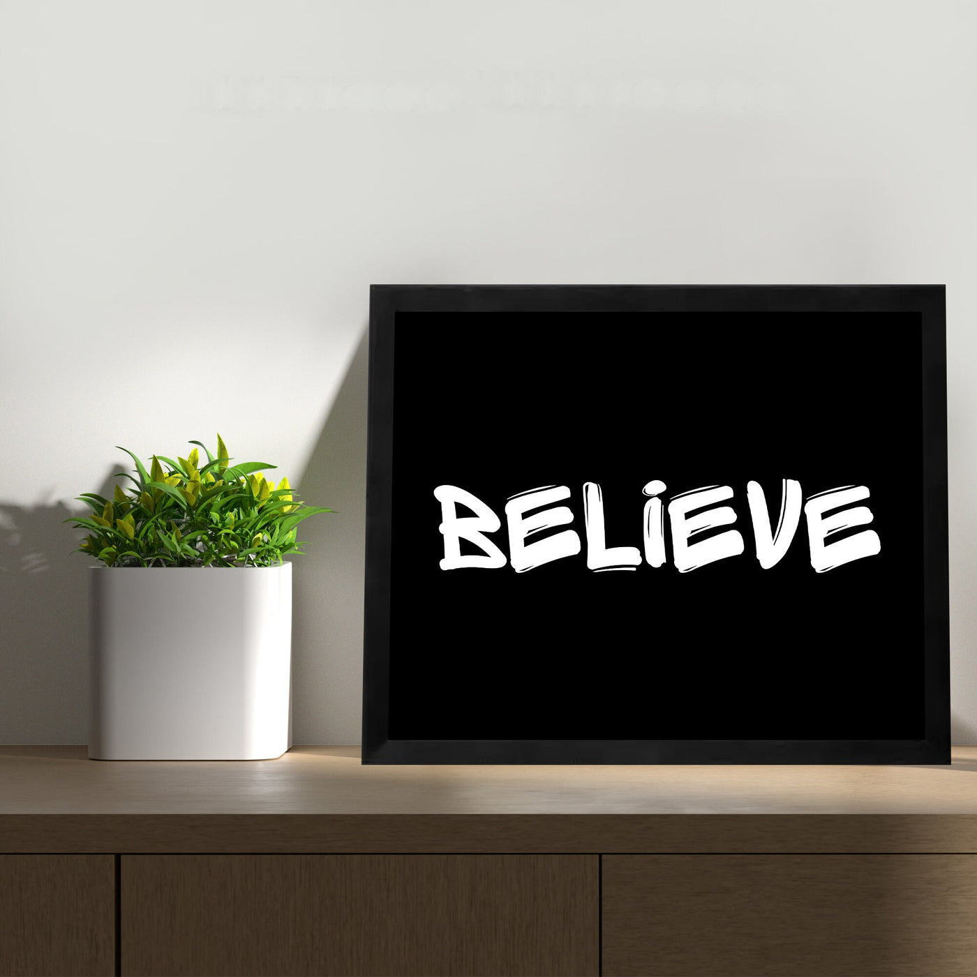 Believe framed sign, Motivational wall art, Coffee sign