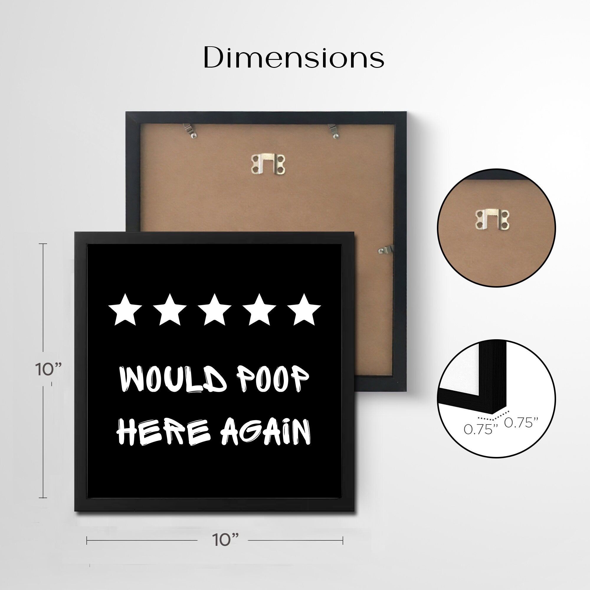 Would poop here again framed sign, Funny bathroom wall decor sign
