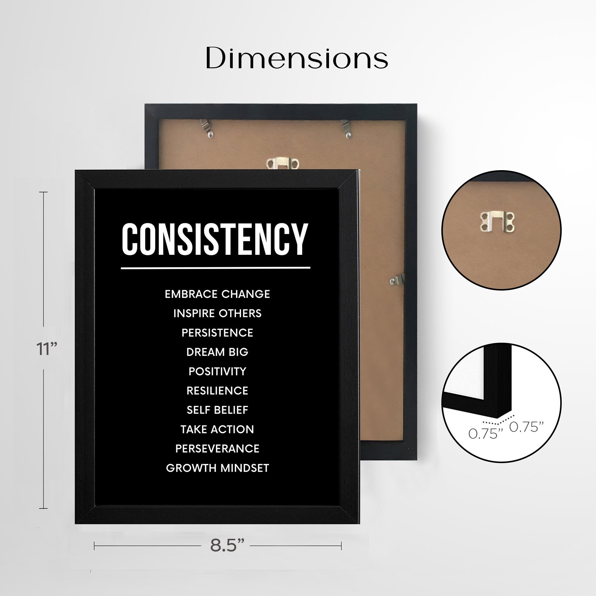 Consistency Wall Art framed, Entrepreneur Motivational Office Decor, Motivational wall art