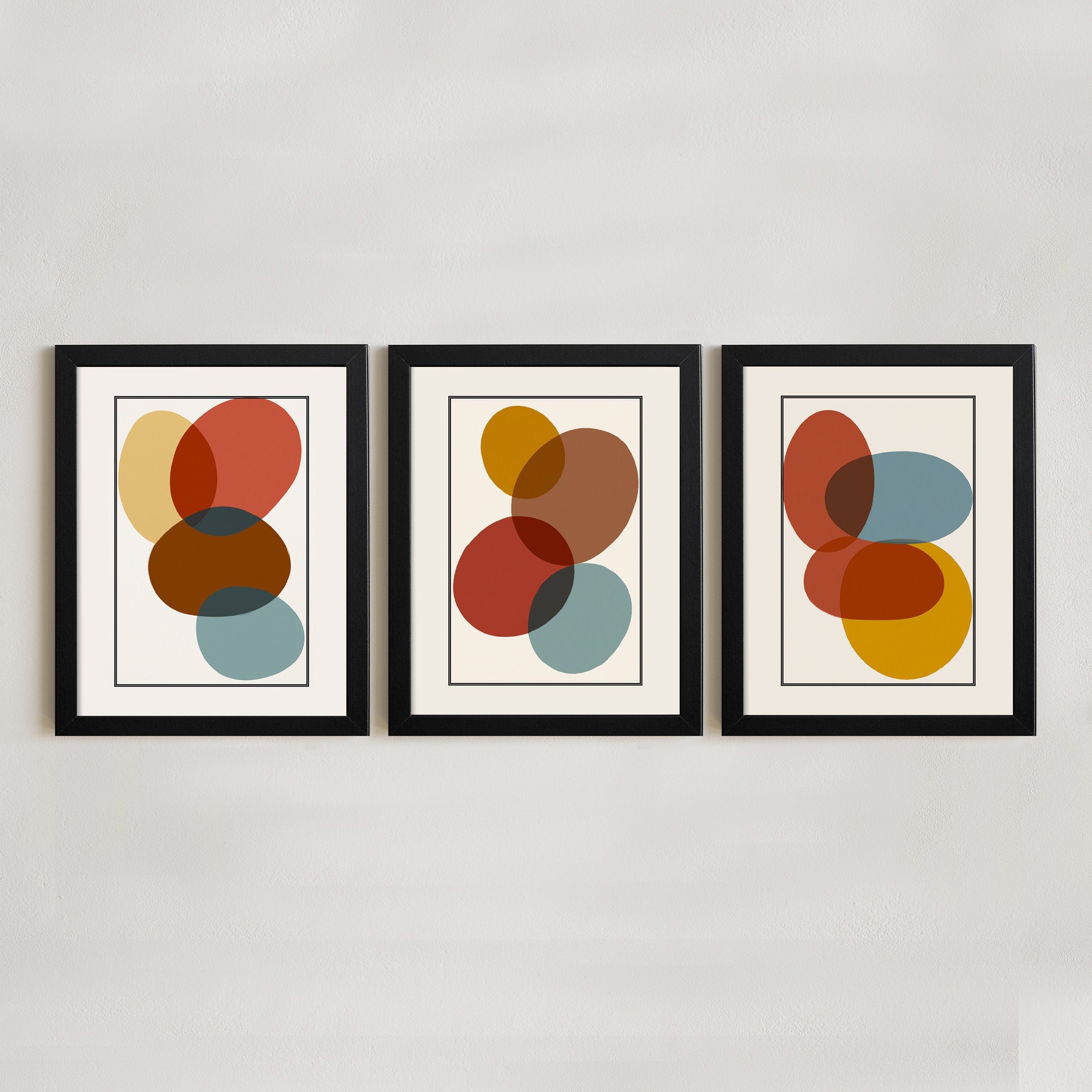 Abstract Wall Art - Abstract Geometric Wall Art Print - Modern Wall art - Framed Wall Art Set of 3 - Minimalist Gallery Wall Set