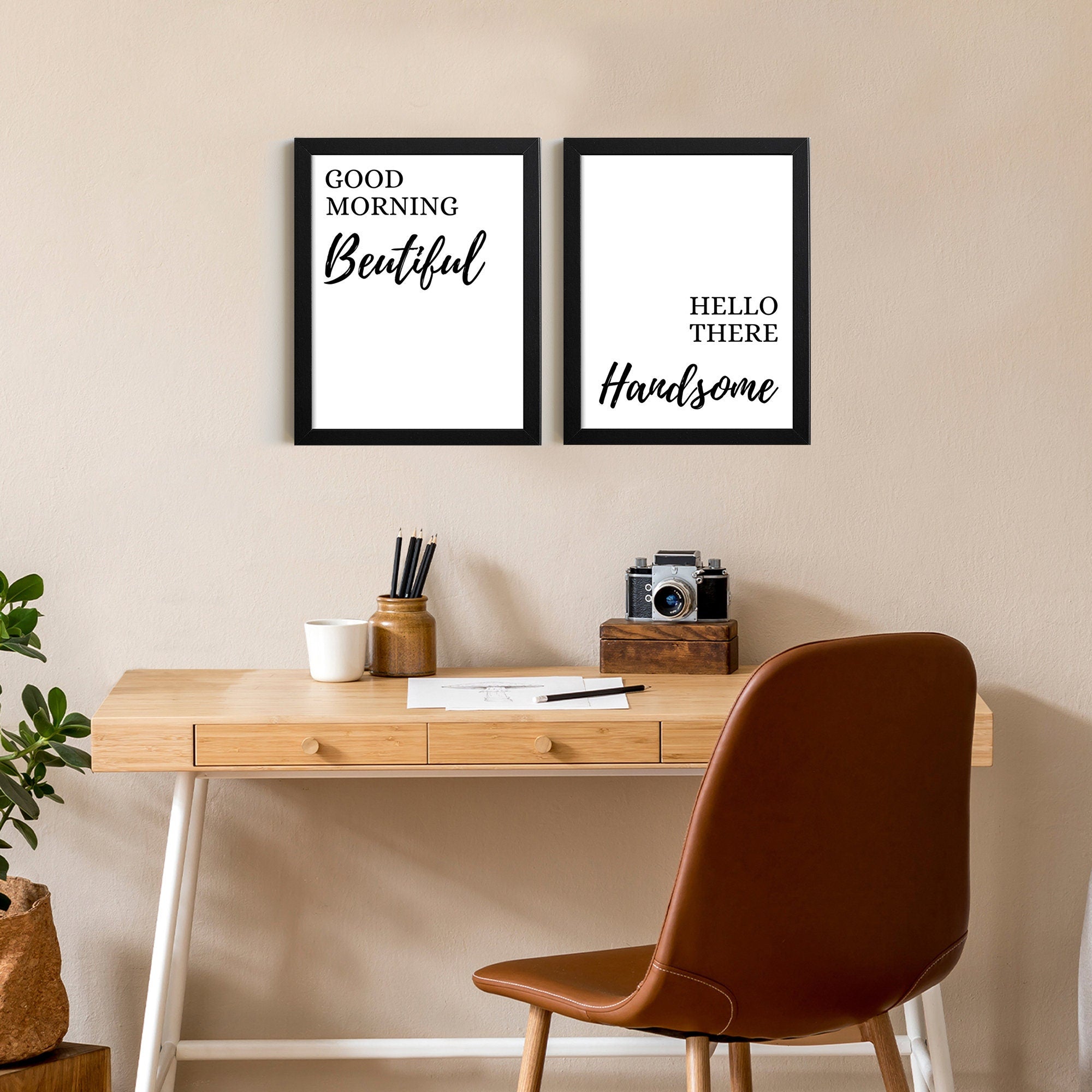 Good Morning Beautiful Hello There Handsome frames sign set, Bedroom sign, Farmhose decor