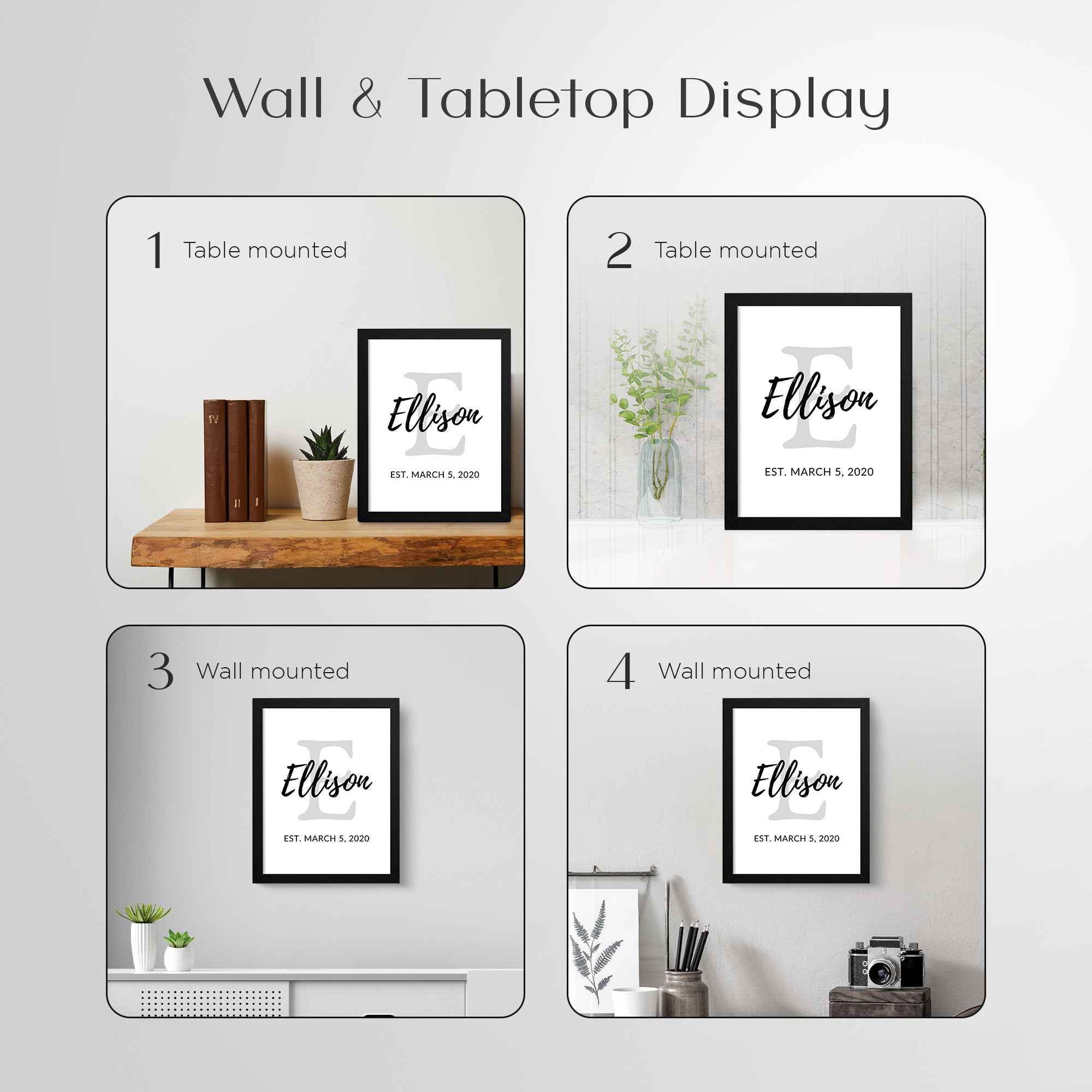 Personalized Last Name Wedding Sign: Framed Family Name Decor