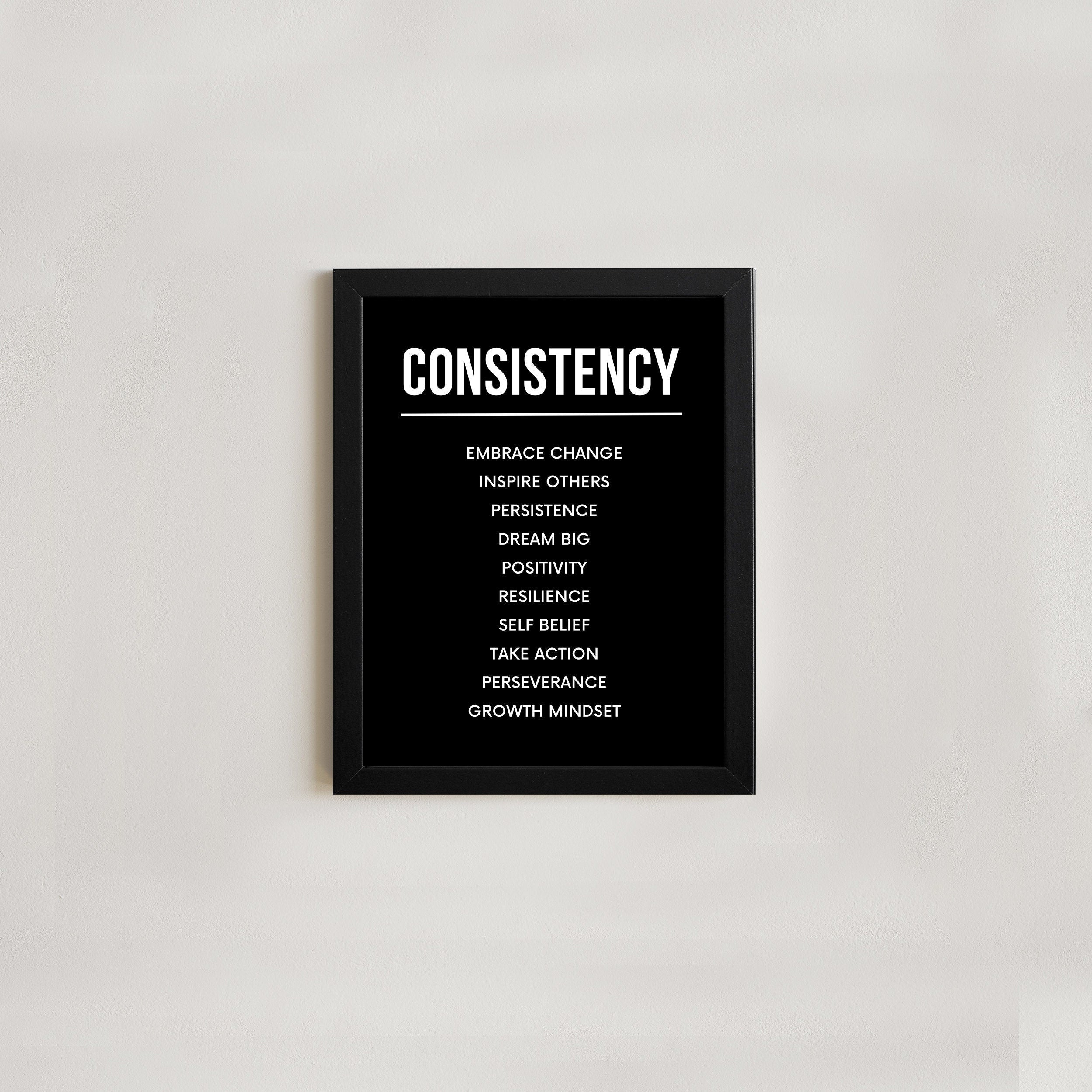 Consistency Wall Art framed, Entrepreneur Motivational Office Decor, Motivational wall art
