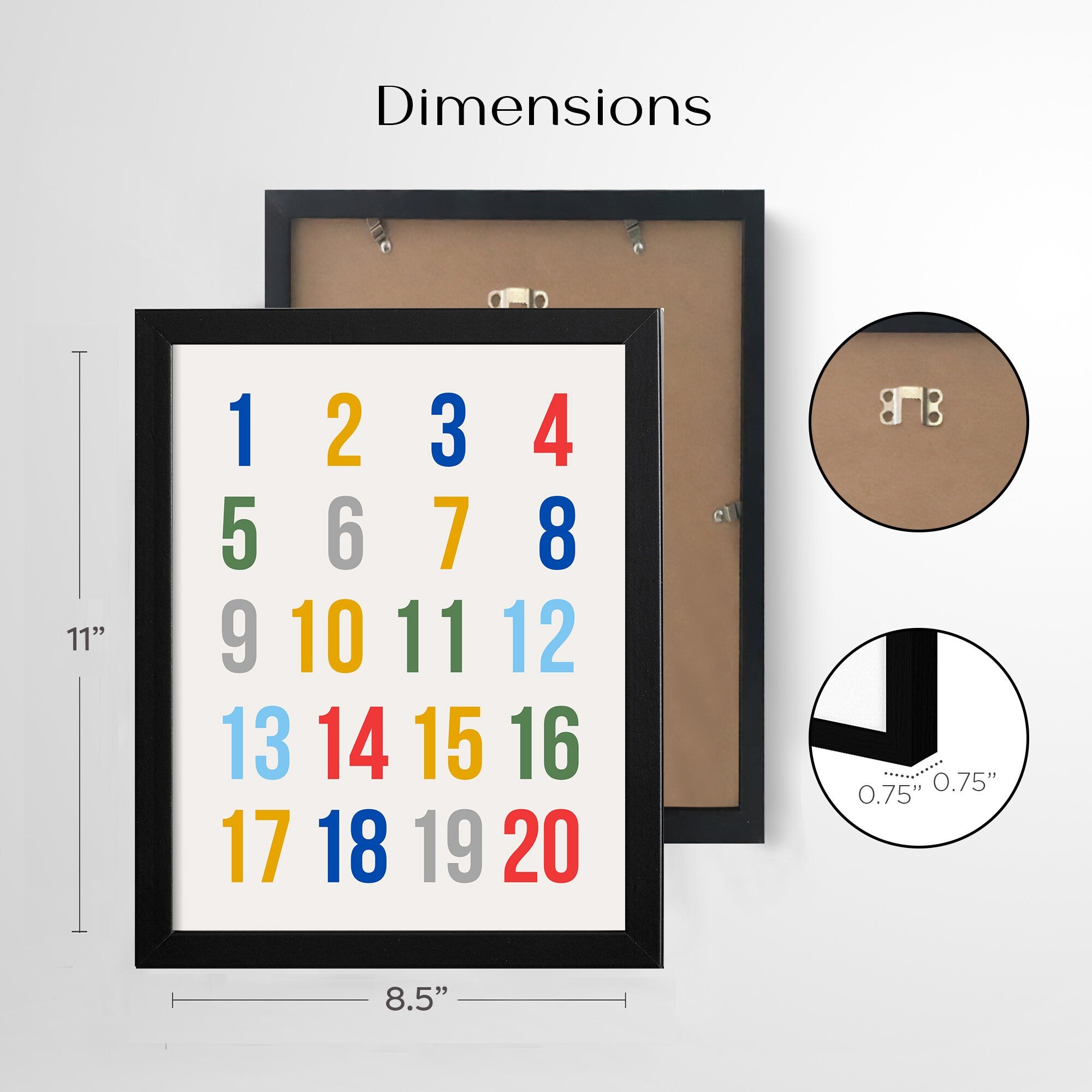 NUMBERS sign | Alphabet framed sign | Wall hanging | Kids room decor | Playroom wall decor | Classroom decor | Playroom sign