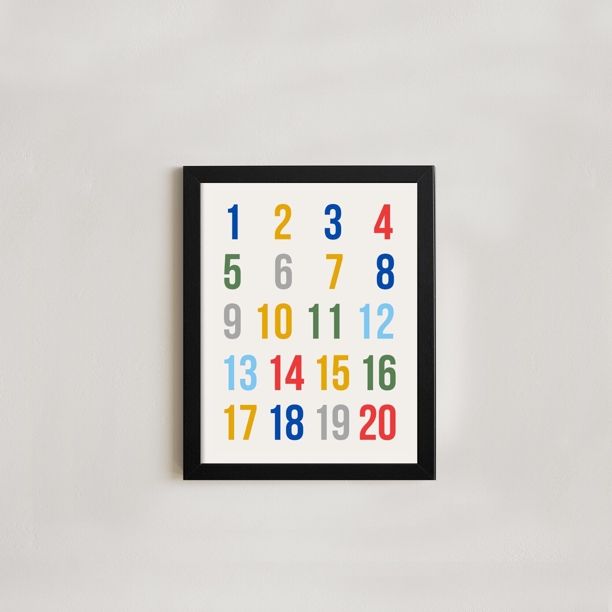 NUMBERS sign | Alphabet framed sign | Wall hanging | Kids room decor | Playroom wall decor | Classroom decor | Playroom sign