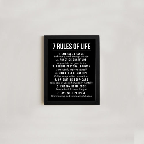 7 rules of life motivation framed sign - Motivation wall art