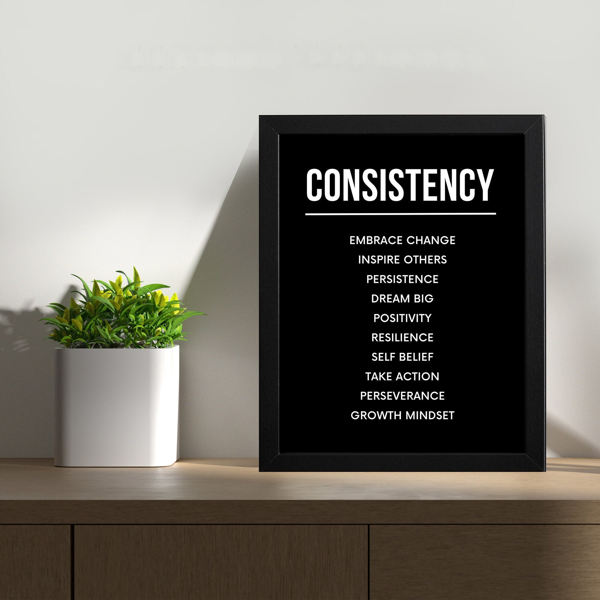 Consistency Wall Art framed, Entrepreneur Motivational Office Decor, Motivational wall art