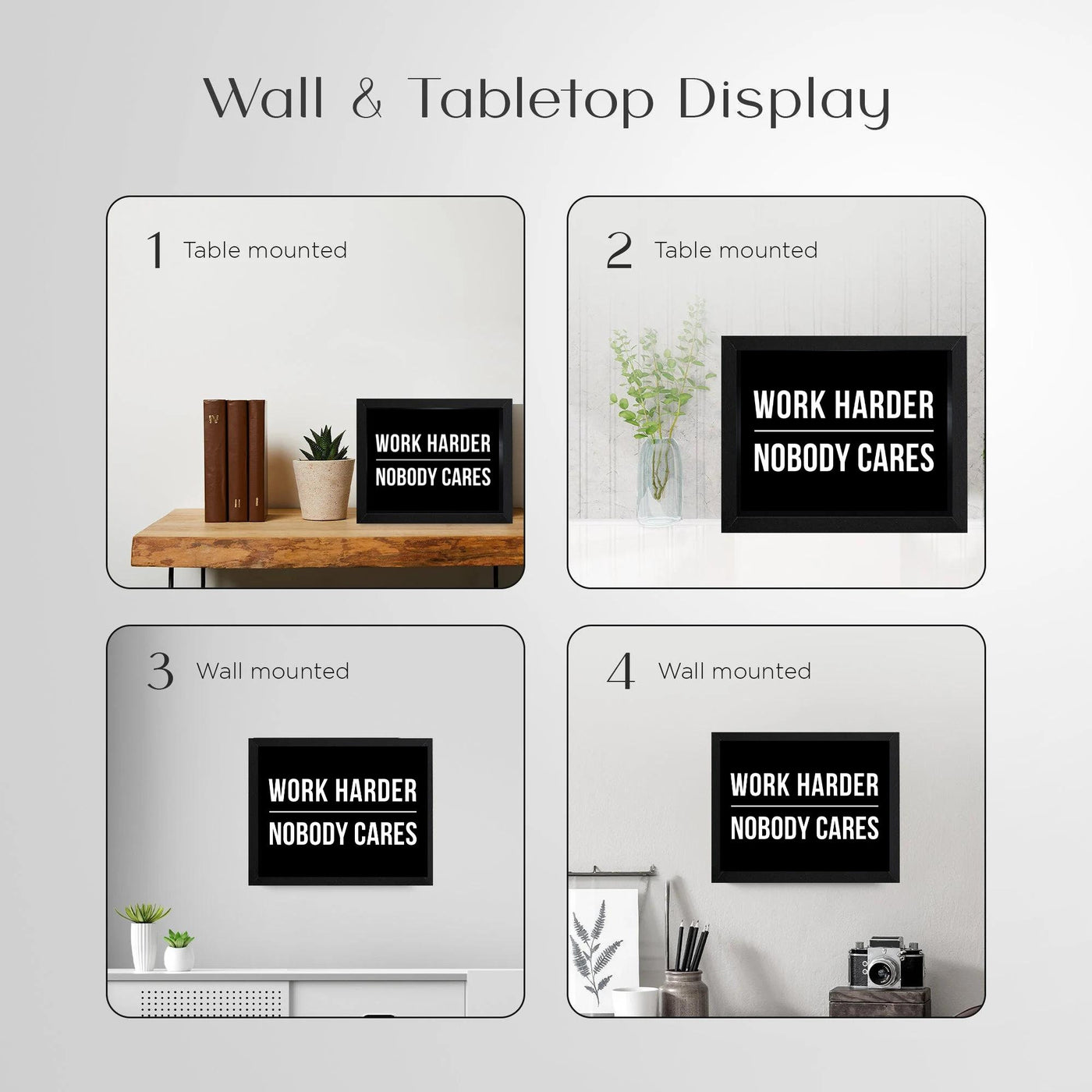 Nobody Cares Work Harder Framed sign - Framed Motivational Office Decor Wall art - inspirational signs - Inspirational wall art