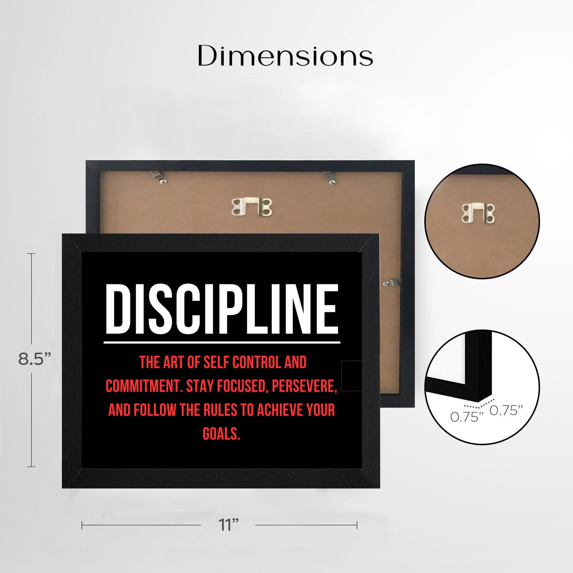 DISCIPLINE Quote Framed Sign: Motivational Office Wall Art