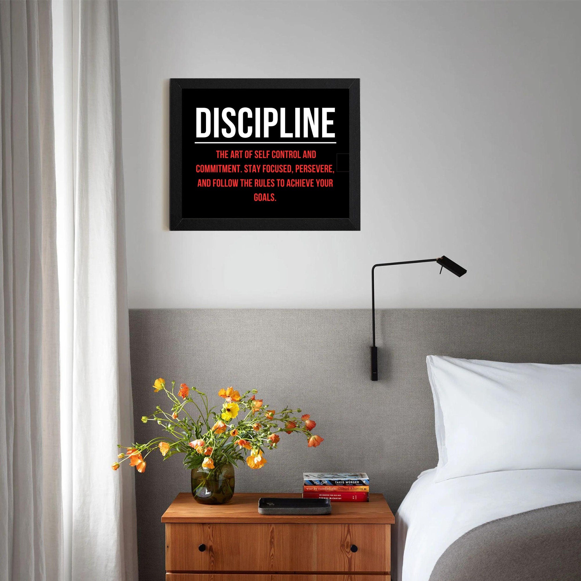 DISCIPLINE Quote Framed Sign: Motivational Office Wall Art