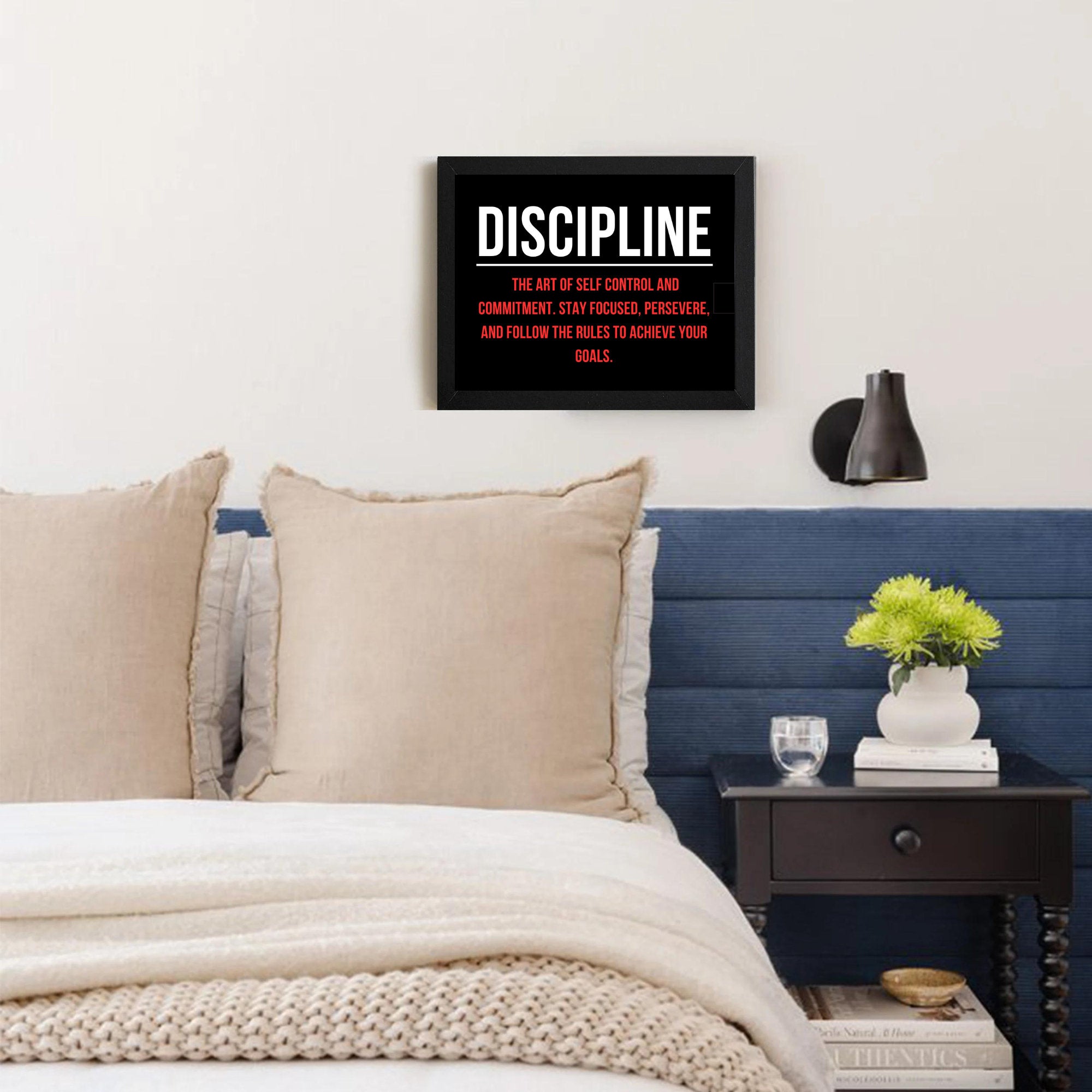 DISCIPLINE Quote Framed Sign: Motivational Office Wall Art