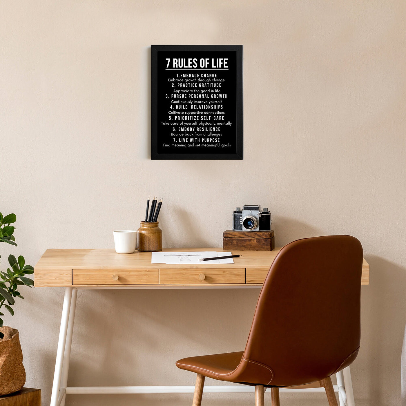 7 rules of life motivation framed sign - Motivation wall art