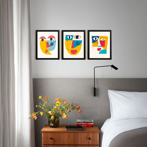 Abstract Face Framed - Mid Century Modern Art - Face Line Art - Abstract Painting Modern Pablo Picasso Art - Abstract Expressionist