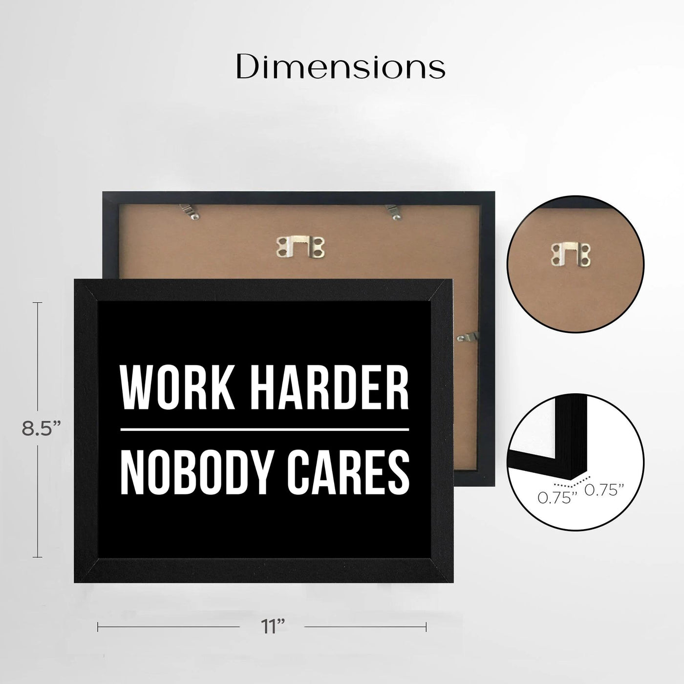 Nobody Cares Work Harder Framed sign - Framed Motivational Office Decor Wall art - inspirational signs - Inspirational wall art