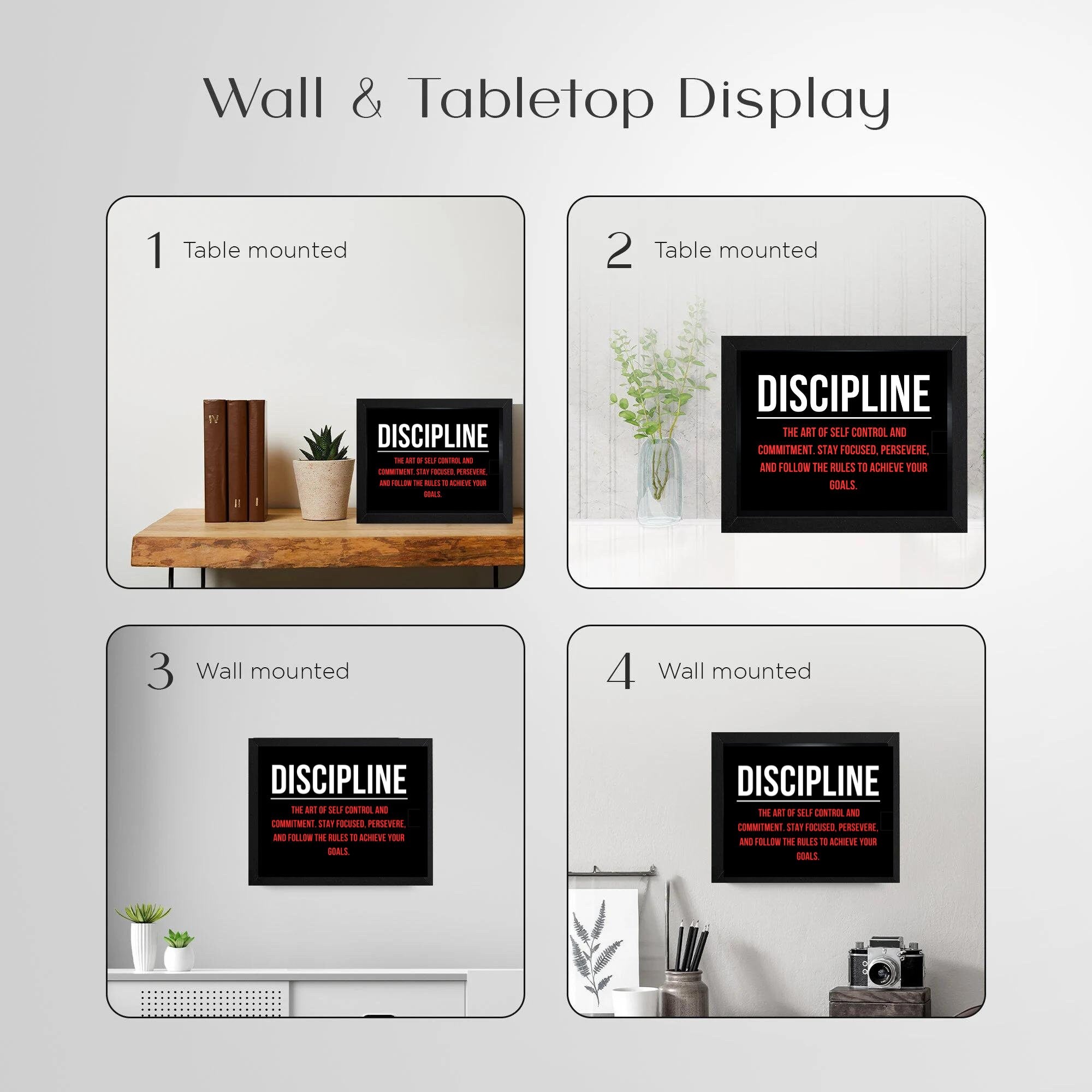 DISCIPLINE Quote Framed Sign: Motivational Office Wall Art