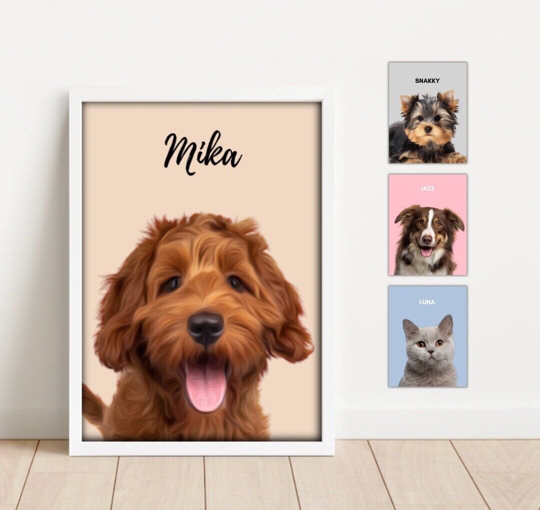 Custom Pet Portrait From Photo Custom Cat Portrait Custom Dog Portrait Pet Remembrance Gift Custom Dog Drawing Custom Dog Paintings